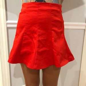 Hot Red Flared Mini Skirt